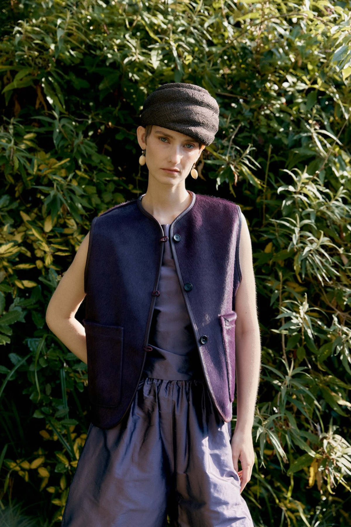 CAWLEY STUDIO Hair On Hide Leather Ella Vest - Violet - Image 6 of 6