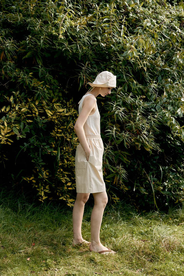 CAWLEY STUDIO Japanese Typewriter Cotton Hilda Shorts - Oat CAWLEY STUDIO Japanese Typewriter Cotton Hilda Shorts - Oat