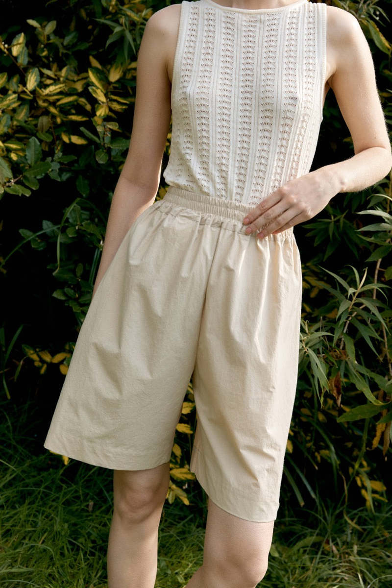 CAWLEY STUDIO Japanese Typewriter Cotton Hilda Shorts - Oat