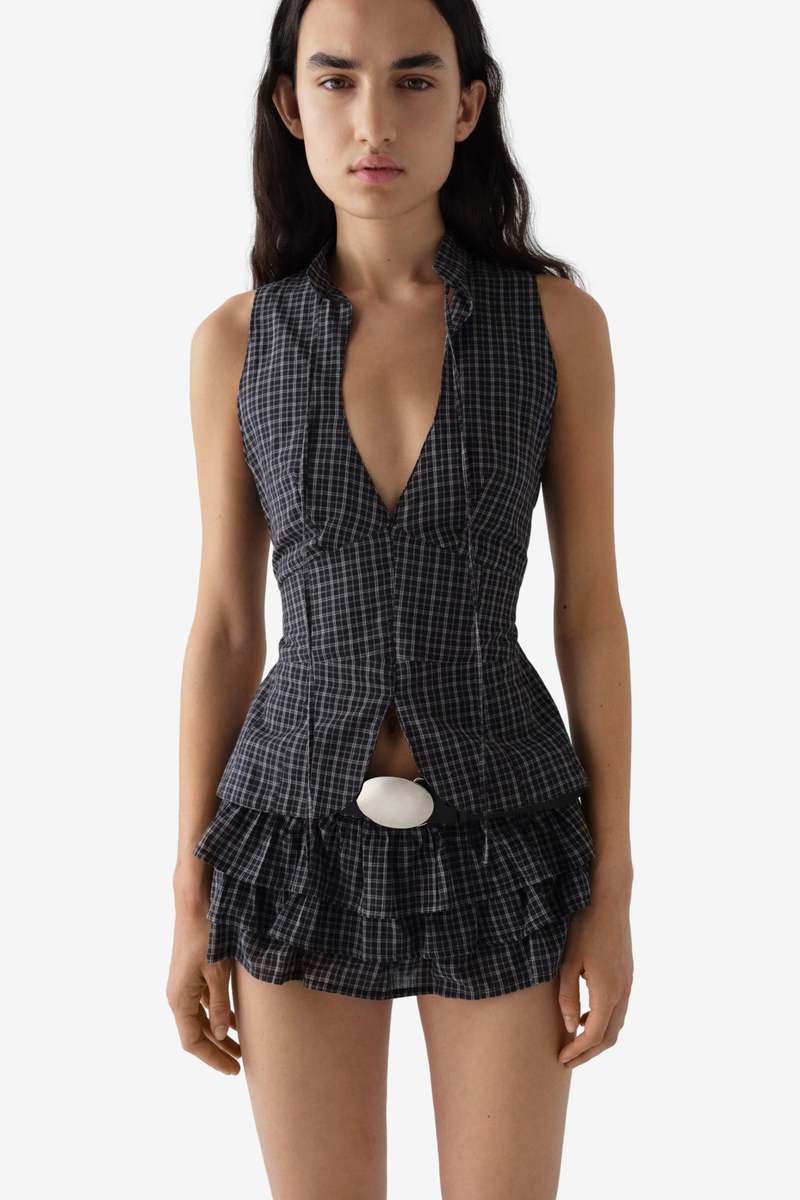 Gimagaus Coco Top Checks Top - Black