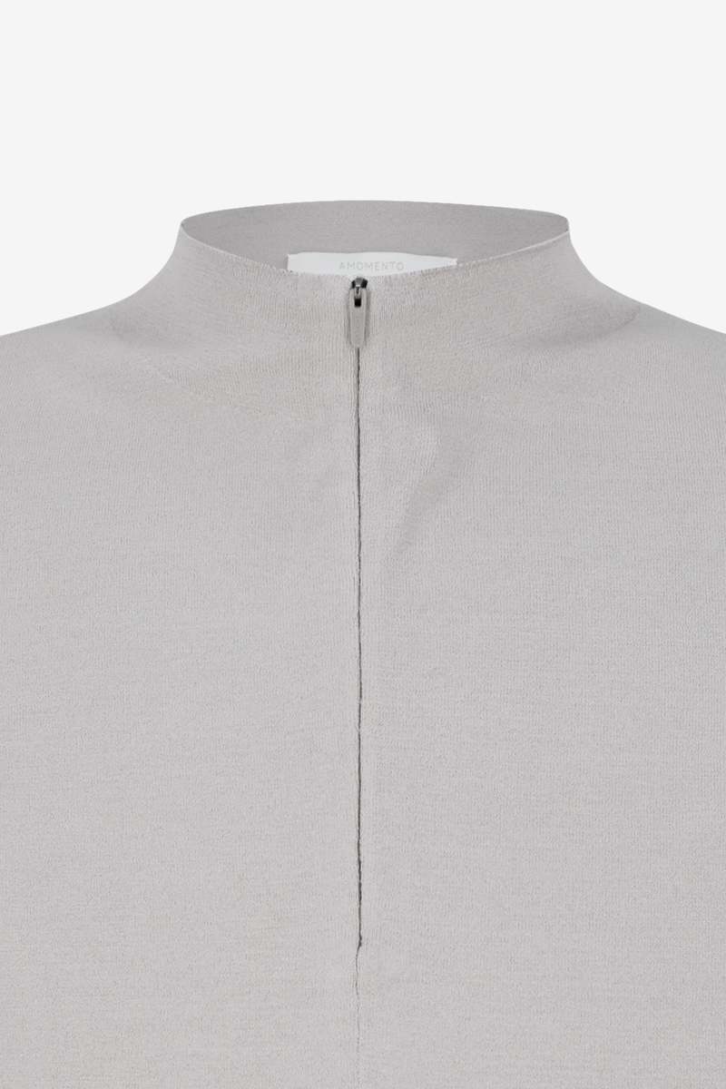 AMOMENTO Half Zip-Up Knit Sweater