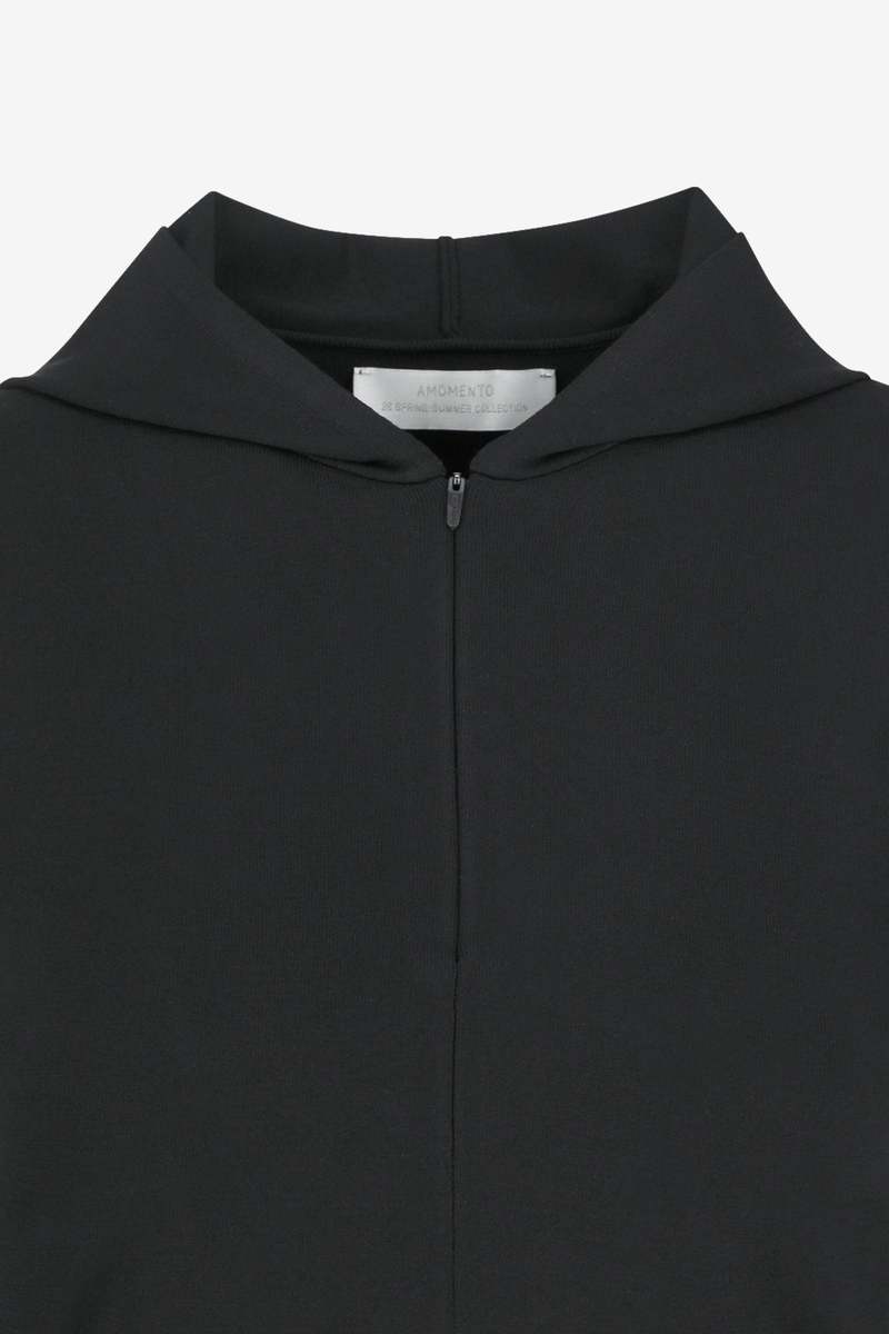 AMOMENTO Half Zip-Up Knit Hoodie