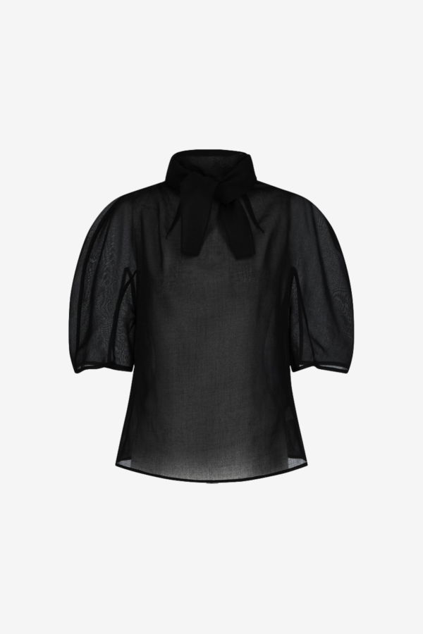 AMOMENTO Knotted Collar Top
