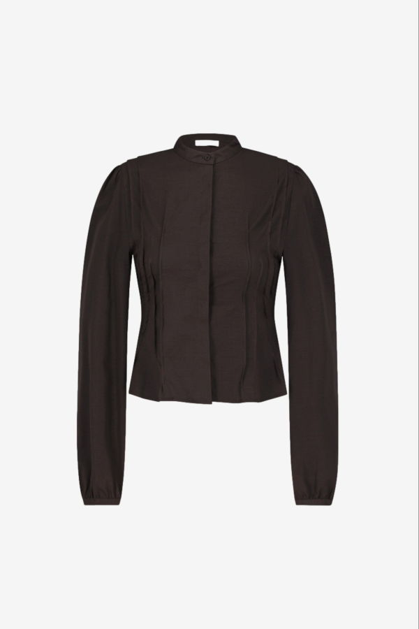 AMOMENTO Pintuck Slim Shirt Top