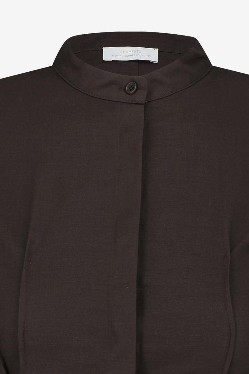 AMOMENTO Pintuck Slim Shirt Top