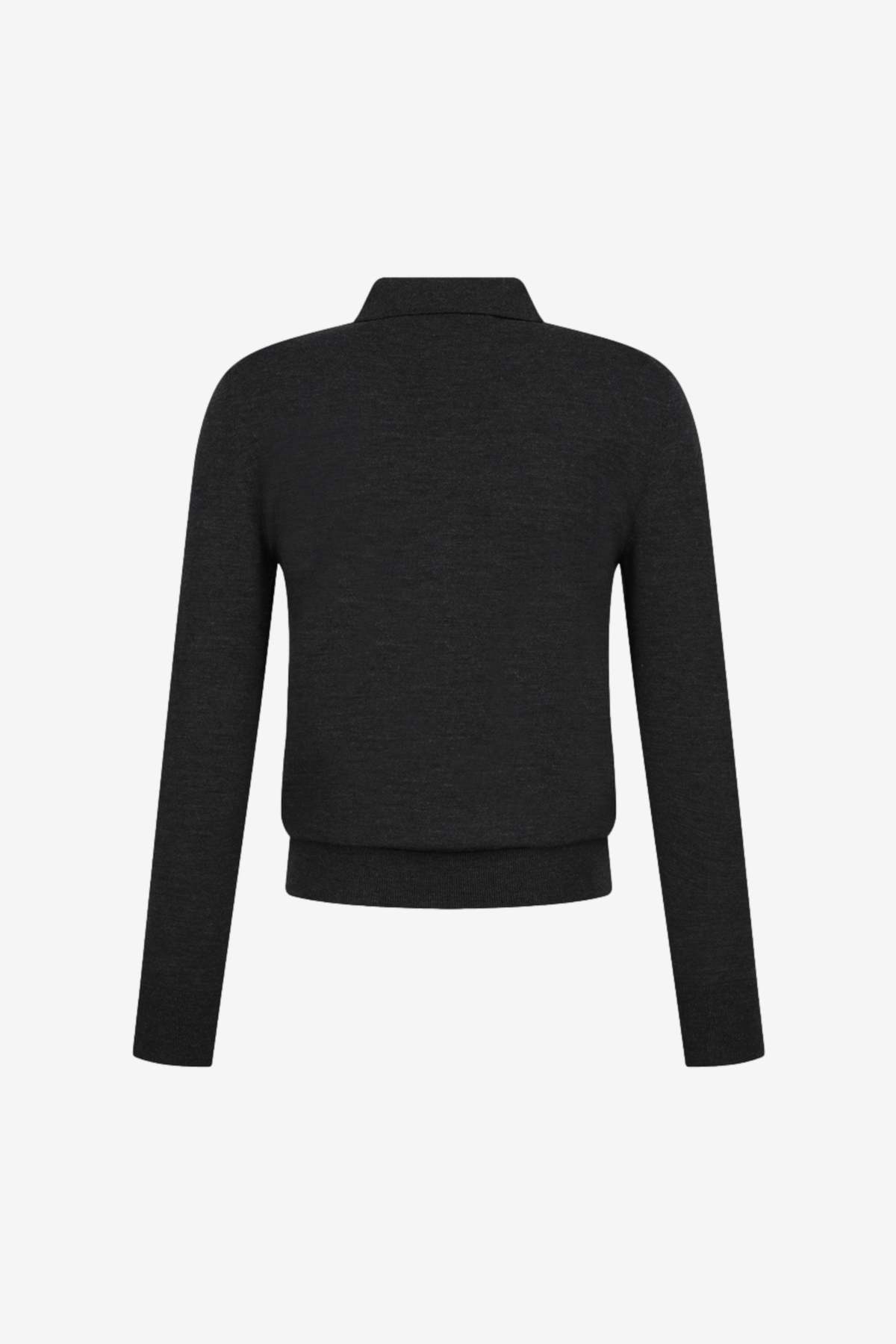AMOMENTO Wool Collar Knit Sweater - Image 2 of 4