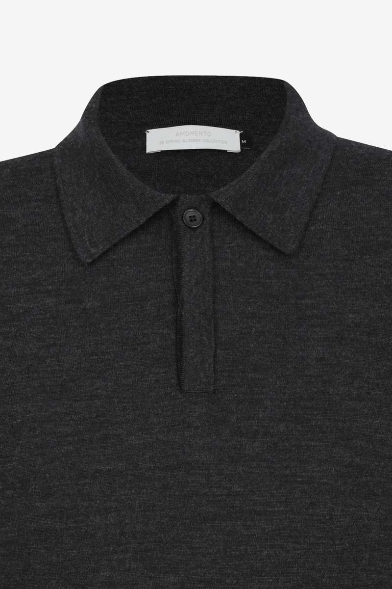 AMOMENTO Wool Collar Knit Sweater