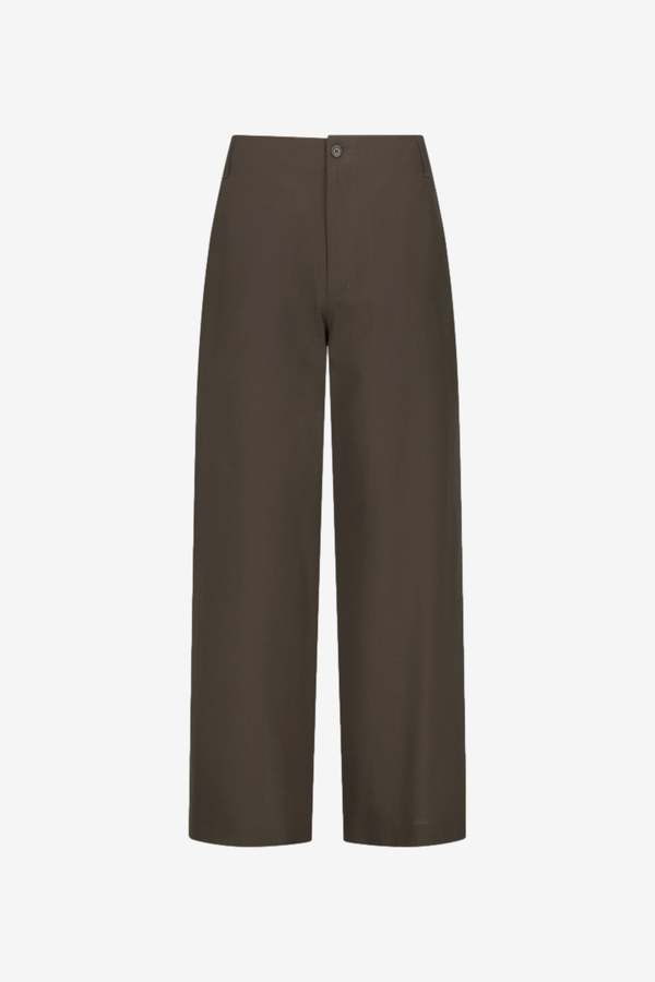 AMOMENTO Wool Wide Pants - Khaki Brown