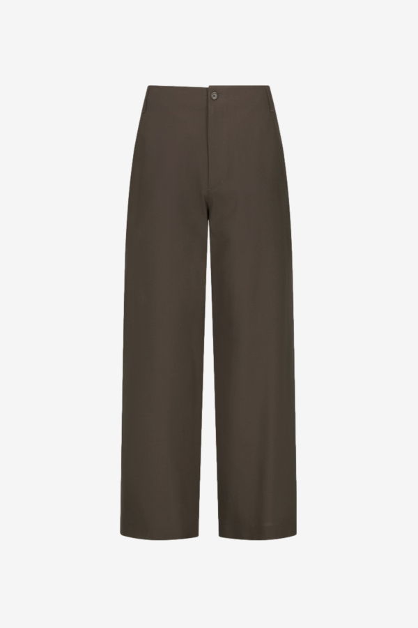 AMOMENTO Wool Wide Pants - Khaki Brown