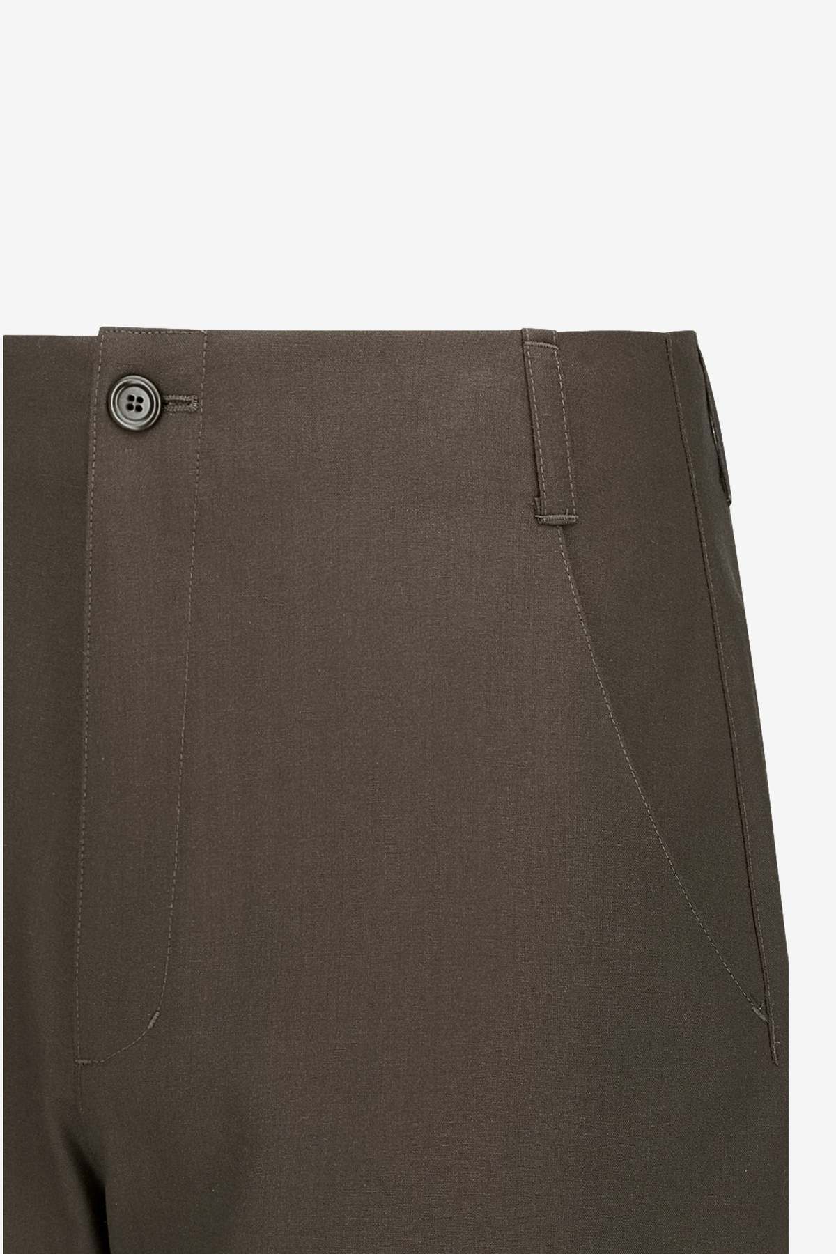 AMOMENTO Wool Wide Pants - Khaki Brown - Image 3 of 5