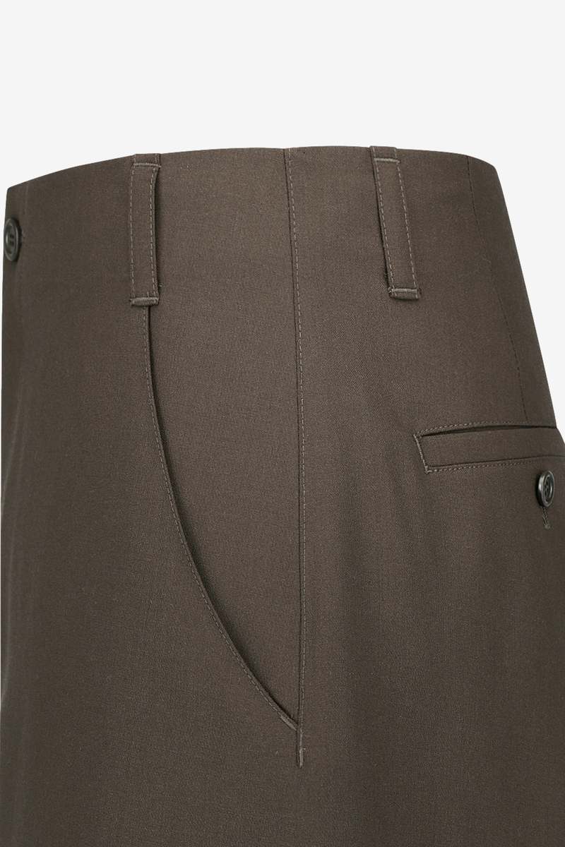 AMOMENTO Wool Wide Pants - Khaki Brown
