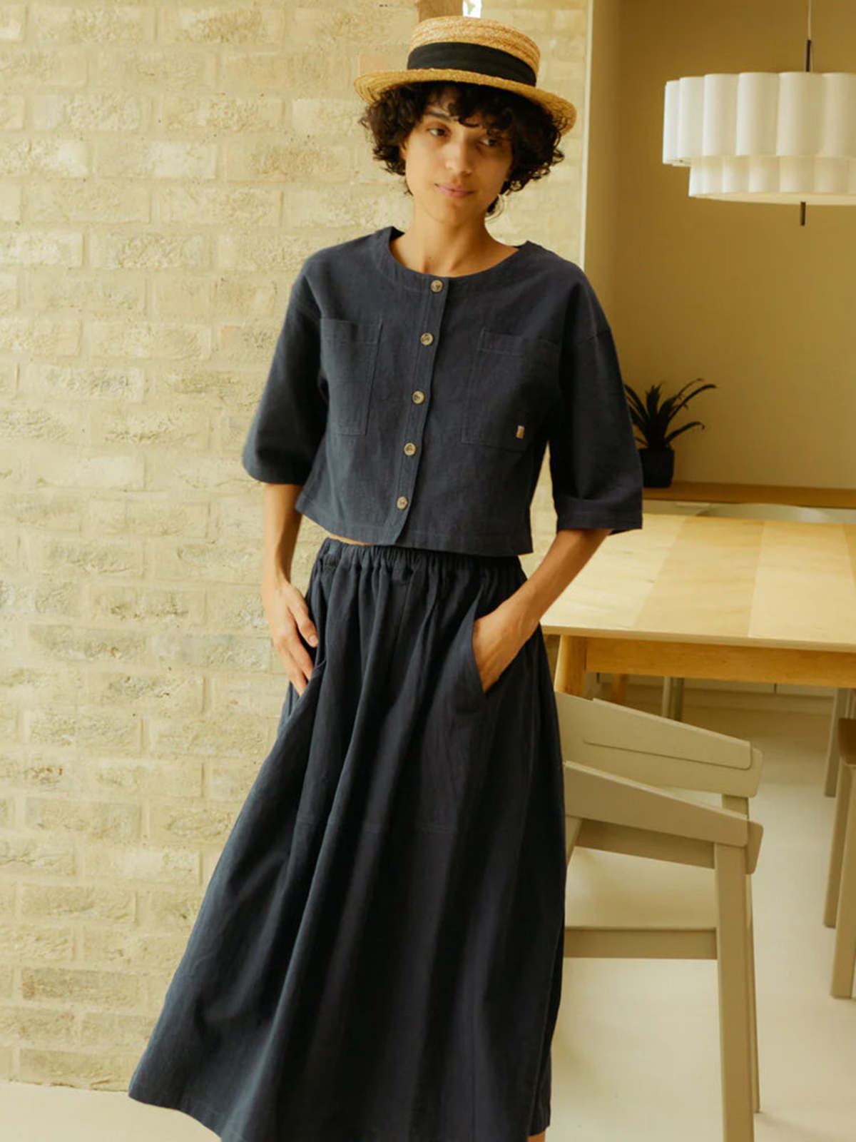 L.F.Markey Emile Textured Linen Skirt - Image 2 of 7