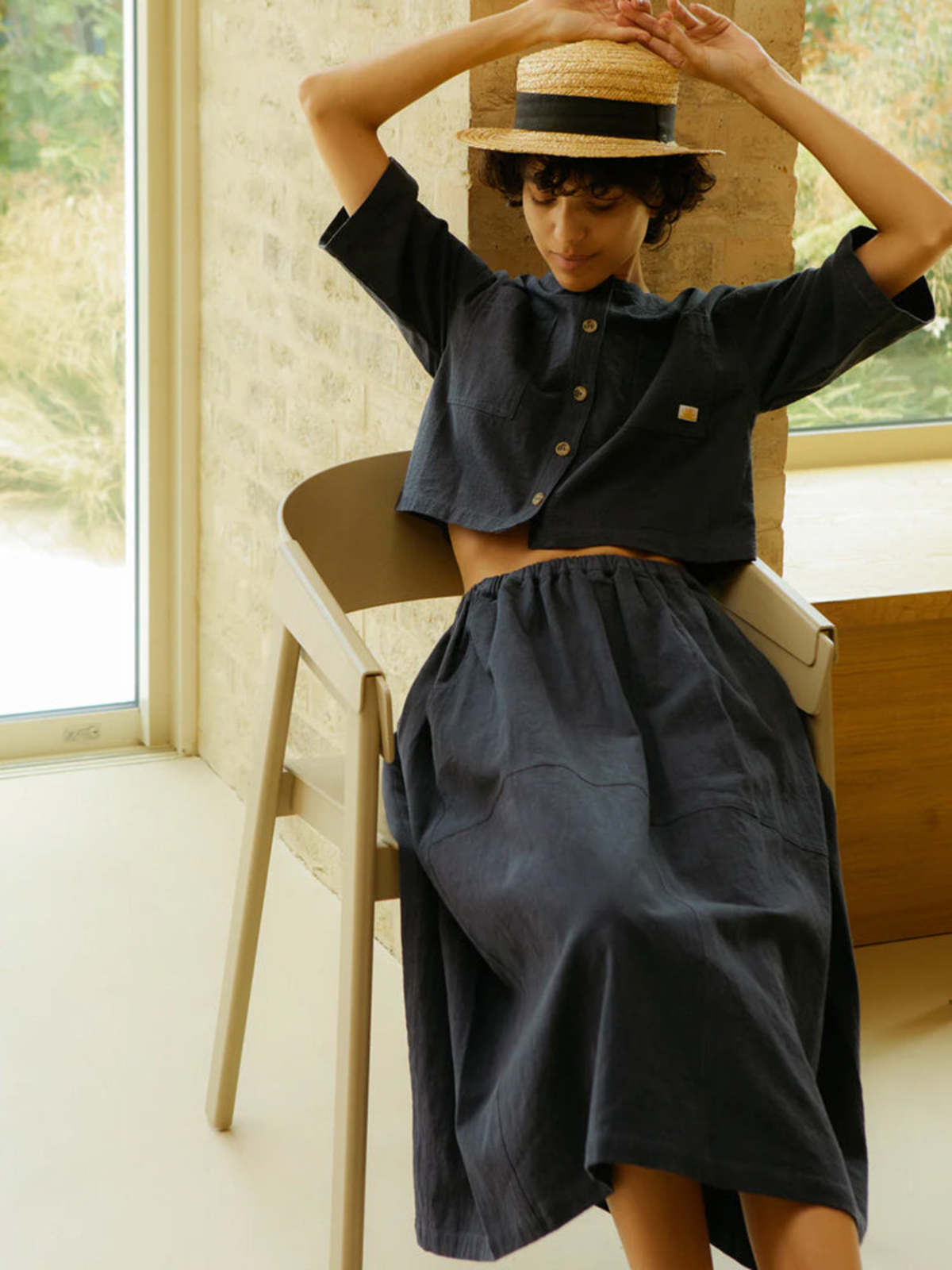 L.F.Markey Emile Textured Linen Skirt - Image 5 of 7