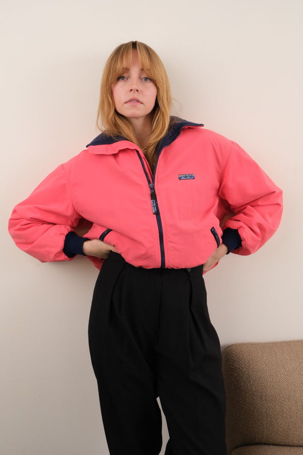 Hermine Vintage 90s Hot Pink Eddie Bauer Fleece Zip Front Jacket