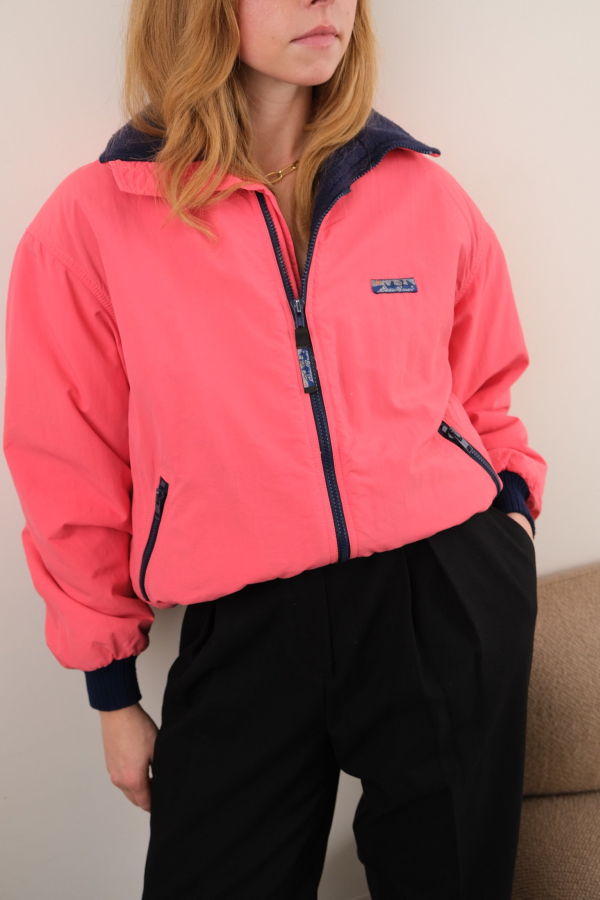 Hermine Vintage 90s Hot Pink Eddie Bauer Fleece Zip Front Jacket