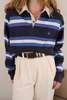 Hermine Vintage Fountain Ink Brooks Brothers Cotton Striped Rugby Shirt Top - Blue - Thumbnail 3