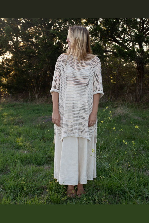 Honest Cotton Marie Crochet Coverup - Cream/Black
