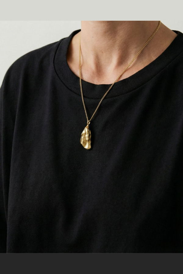 llayers Gold Rock-Layer Pendant Strata Necklace