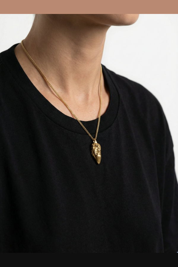llayers Obsidia Gold Sculptural Pendant Necklace