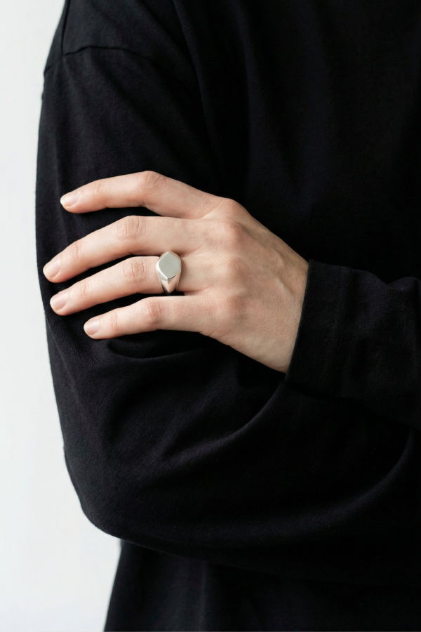 llayers Prismal Hexagonal Signet Ring