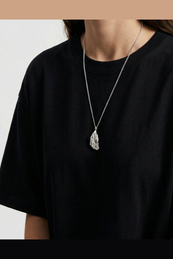 llayers Silver Rock-Layer Pendant Strata Necklace