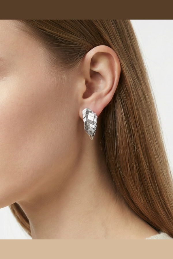 llayers Silver Rock-Layer Stud Earrings - Strata