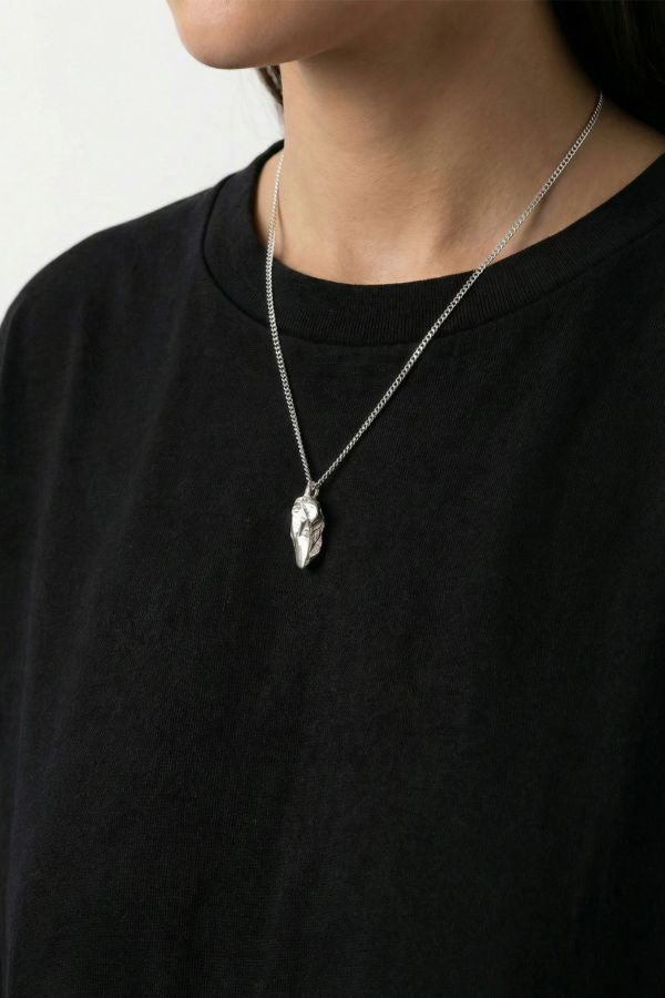 llayers Silver Sculptural Pendant - Obsidia Necklace