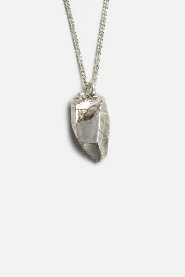 llayers Spectral Silver Sculptural Rock Crystal Pendant Necklace