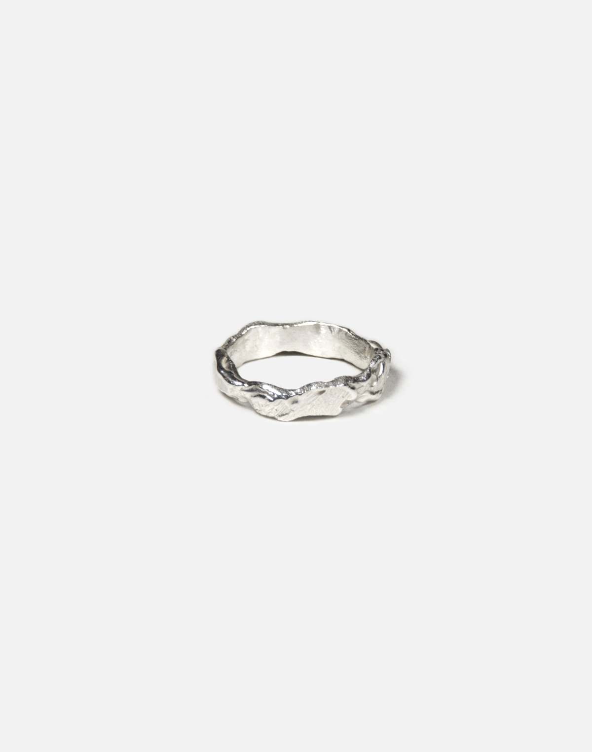 llayers Silver Thin Sculptural Ring Band Lava Ring - Image 1 of 5