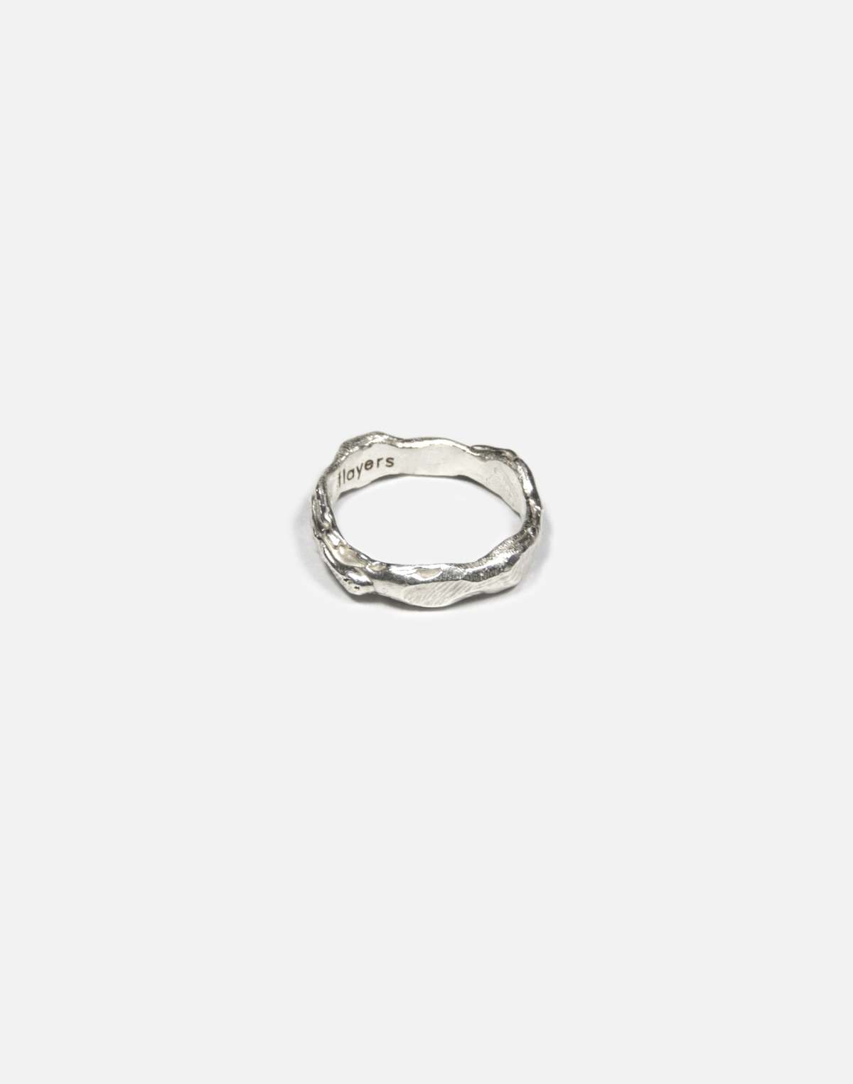 llayers Silver Thin Sculptural Ring Band Lava Ring - Image 4 of 5