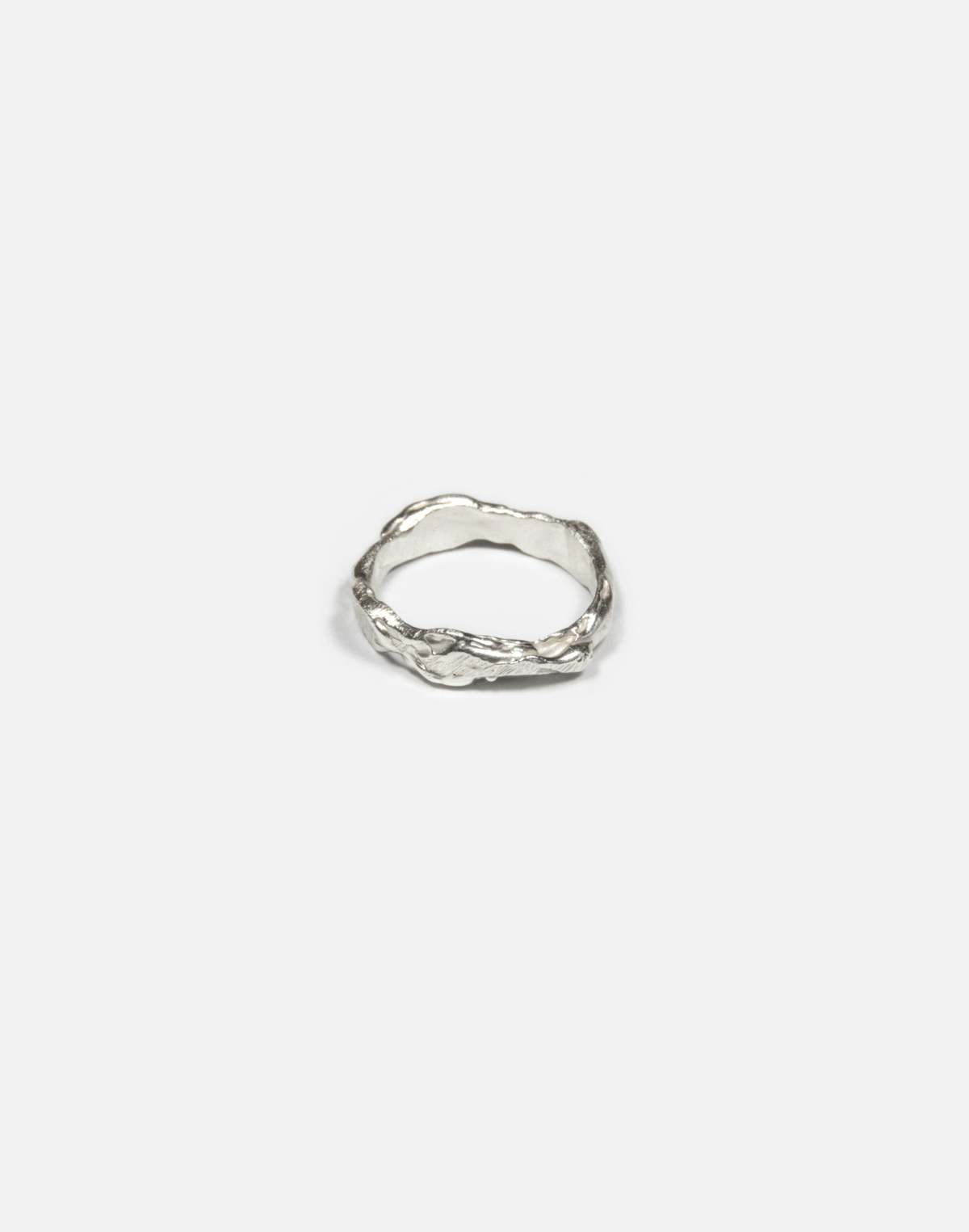 llayers Silver Thin Sculptural Ring Band Lava Ring - Image 5 of 5