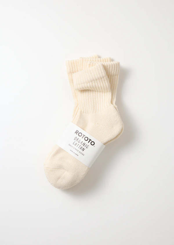 Rototo Organic Daily 3 Pack Crew Socks