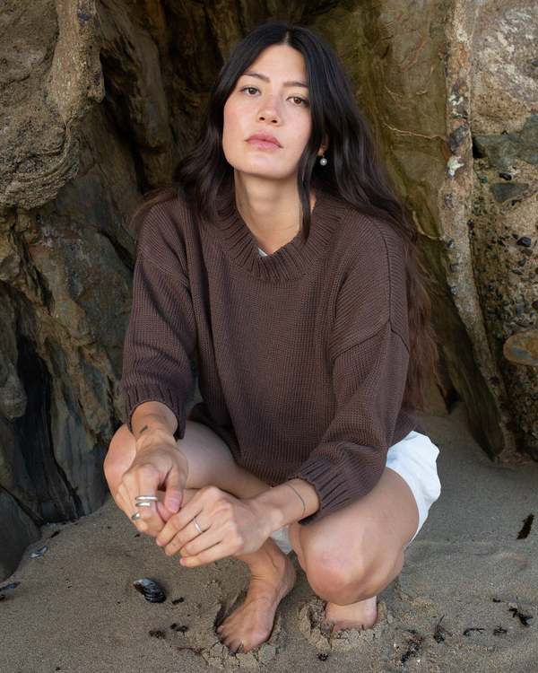 Honest Cotton The Crop Knit - Chocolate/Black/White/Cream