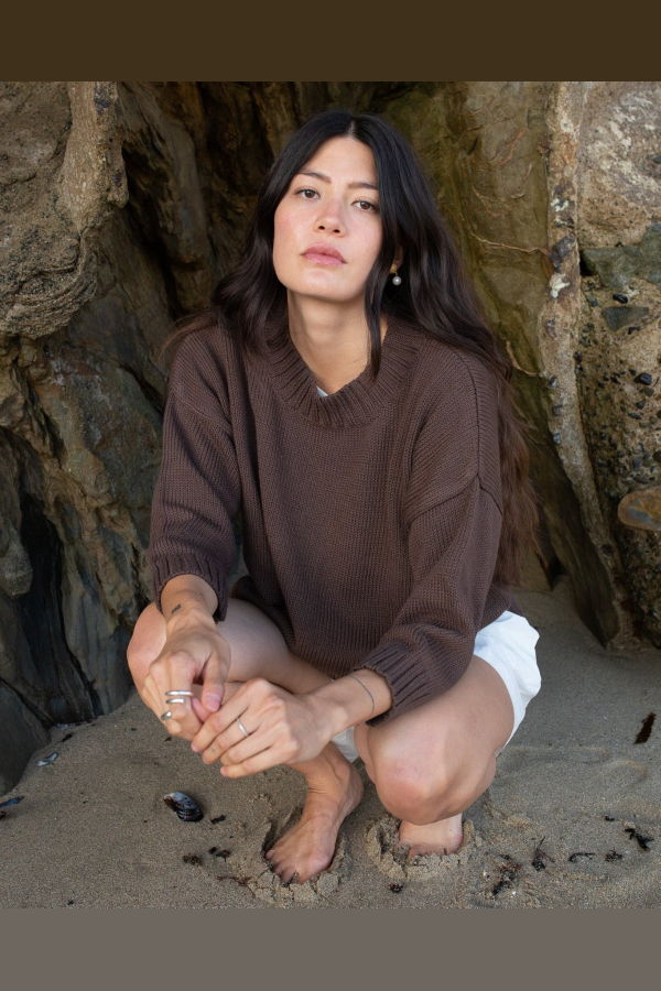 Honest Cotton The Crop Knit - Chocolate/Black/White/Cream