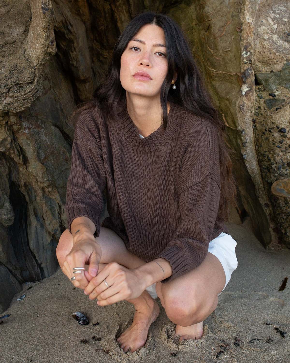 Honest Cotton The Crop Knit - Chocolate/Black/White/Cream - Image 1 of 4