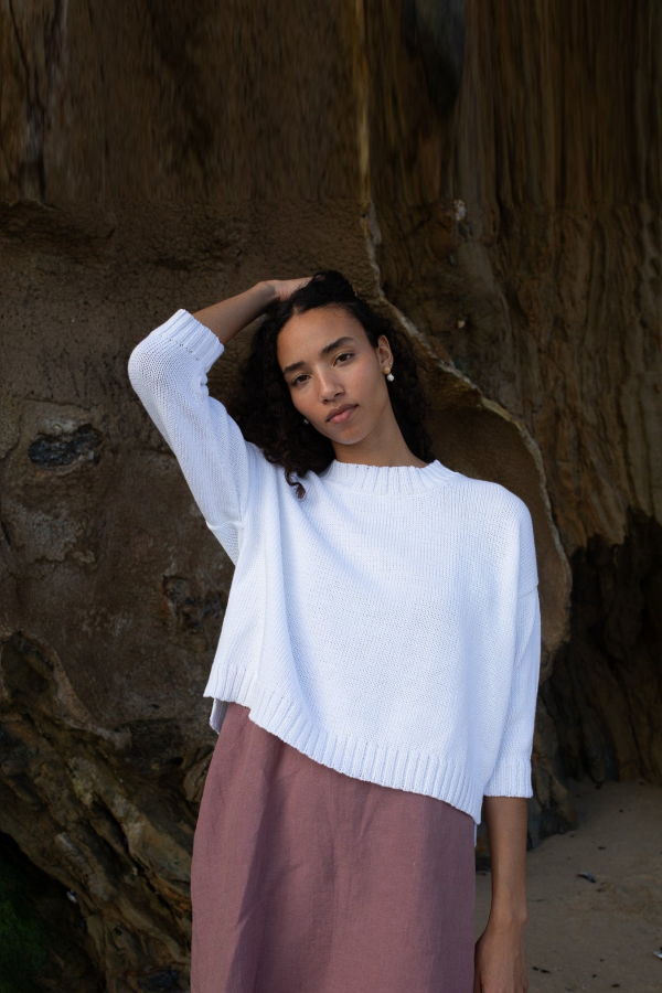 Honest Cotton The Crop Knit - Chocolate/Black/White/Cream