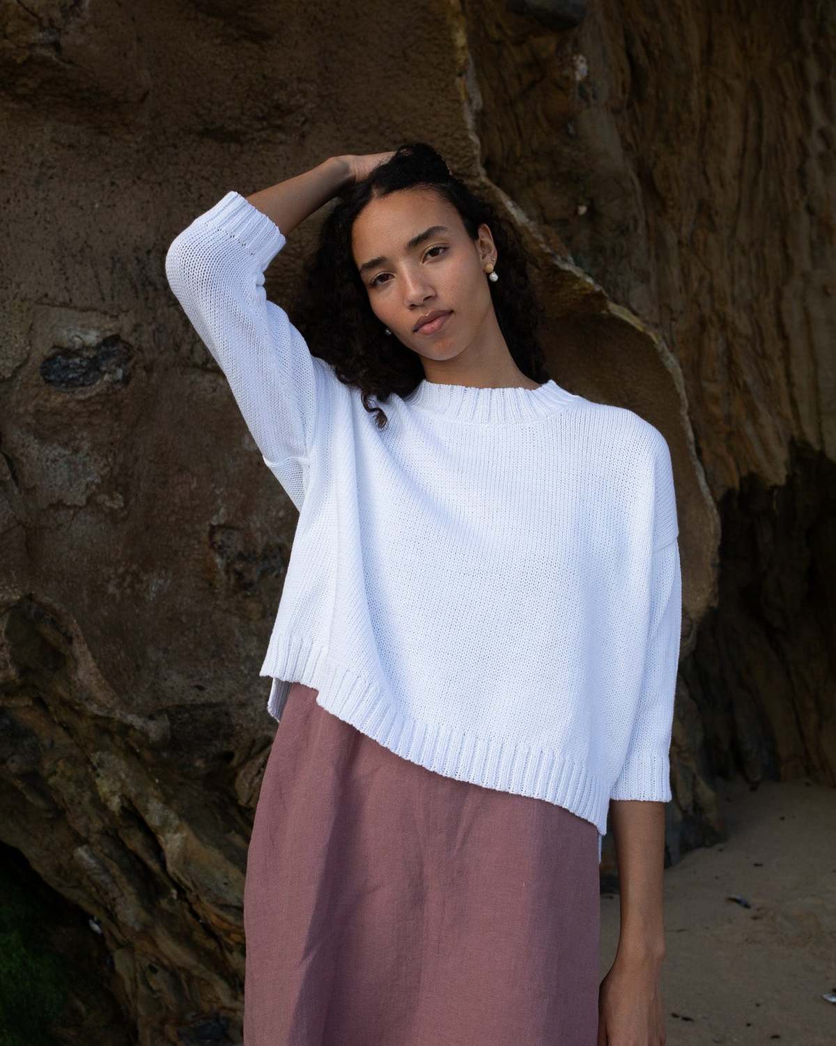 Honest Cotton The Crop Knit - Chocolate/Black/White/Cream - Image 2 of 4