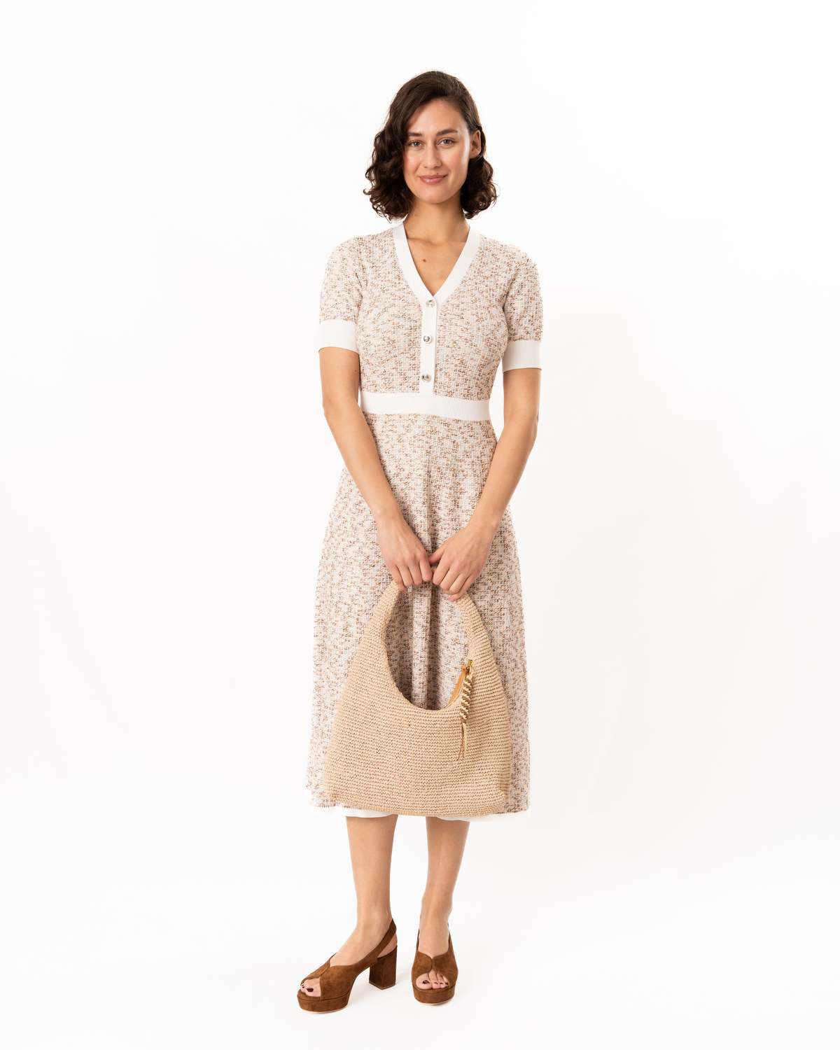 Shoshanna Alison Knit Dress - Neutral/ Optic - Image 2 of 8