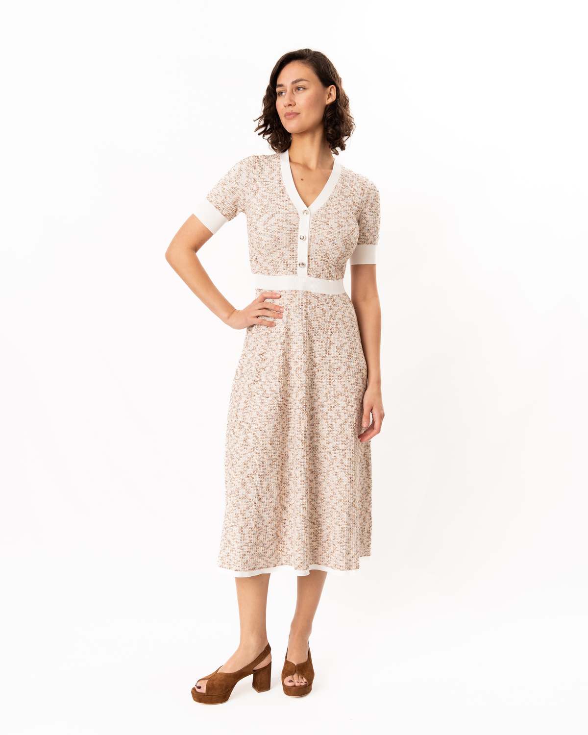 Shoshanna Alison Knit Dress - Neutral/ Optic - Image 3 of 8