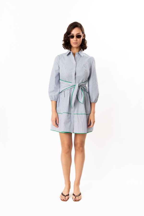 Shoshanna Chatfeild Dress - Blue / Optic / Green