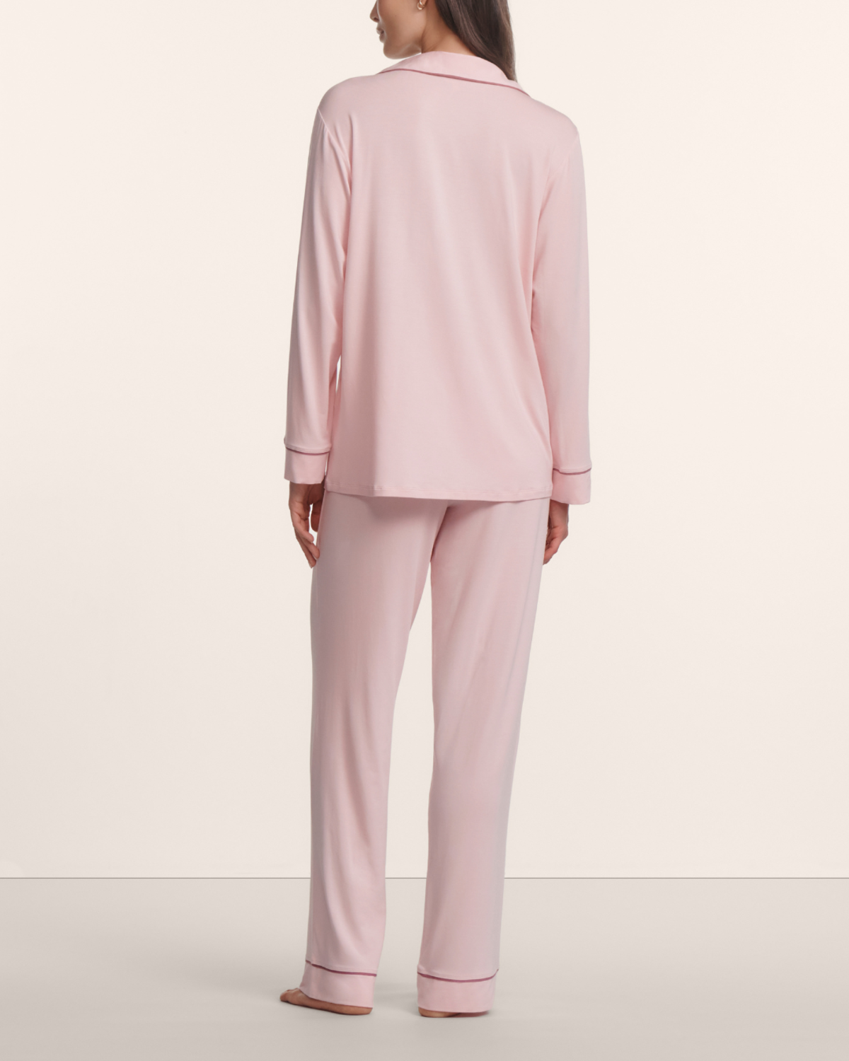 Eberjey Gisele Long PJ Set - Pale Pink/Fig - Image 4 of 4