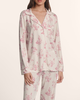 Eberjey Gisele Printed Long PJ Set - Rose Garden Cameo Pink/Pale Pink - Thumbnail 2