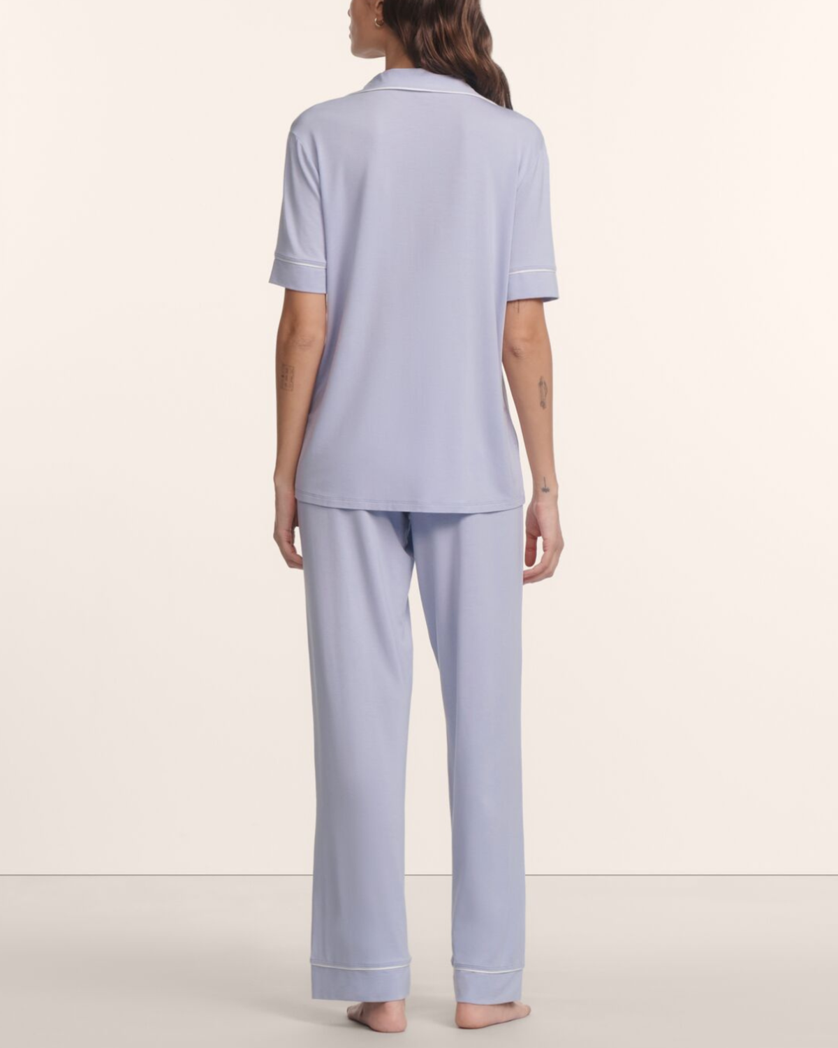 Eberjey Gisele Short Sleeve / Pant PJ Set - Lavender Dusk/ Ivory - Image 4 of 4