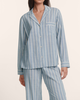 Eberjey Nautico Long Pajama Set - Classic Stripe Slate Blue/Ivory - Thumbnail 2