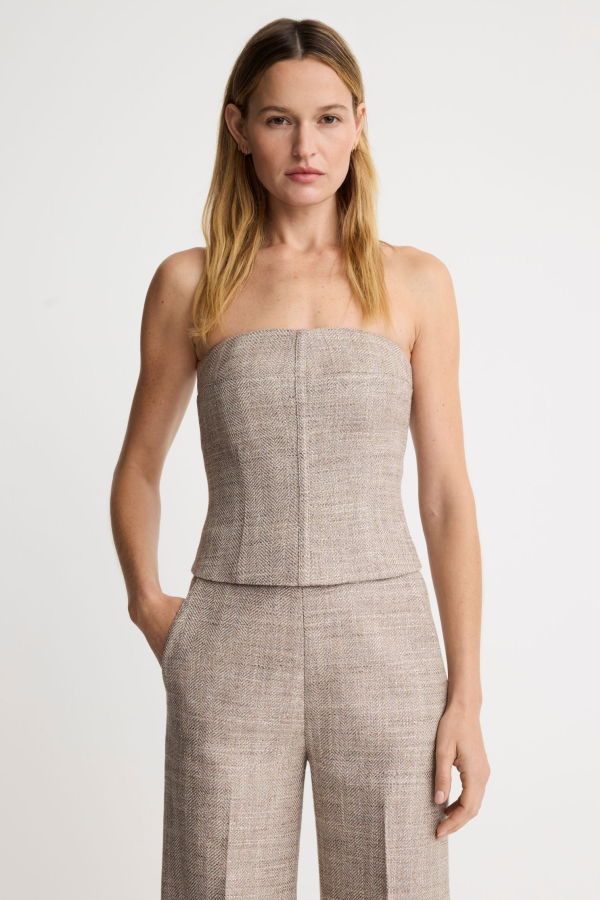 Smythe Bustier Top - Taupe Tweed
