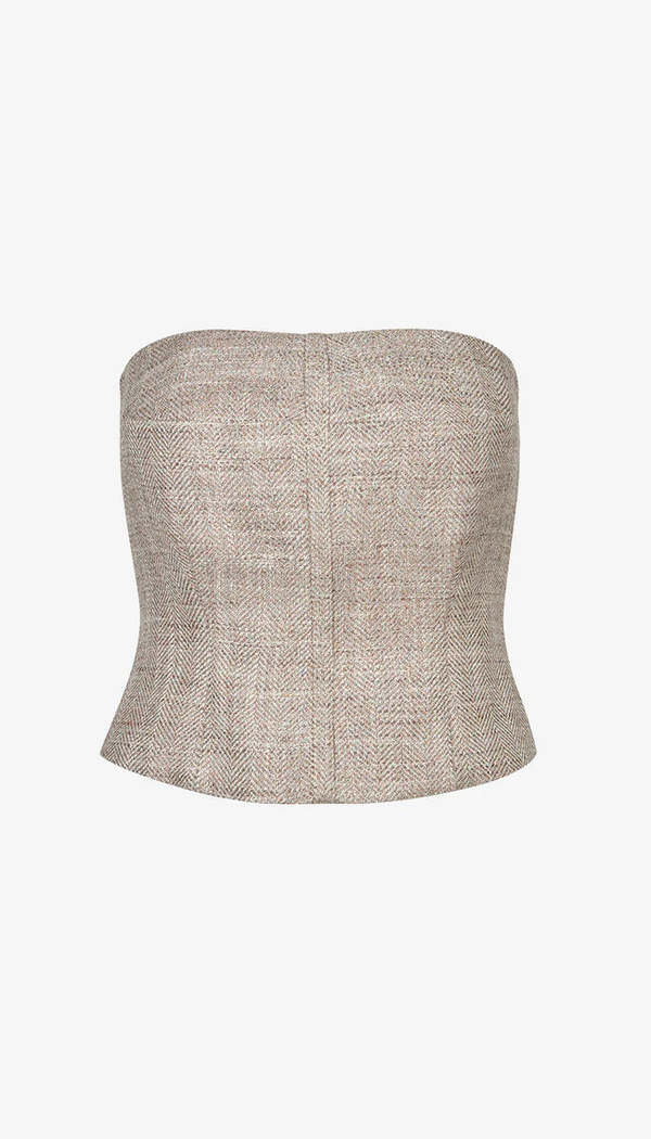 Smythe Bustier Top - Taupe Tweed