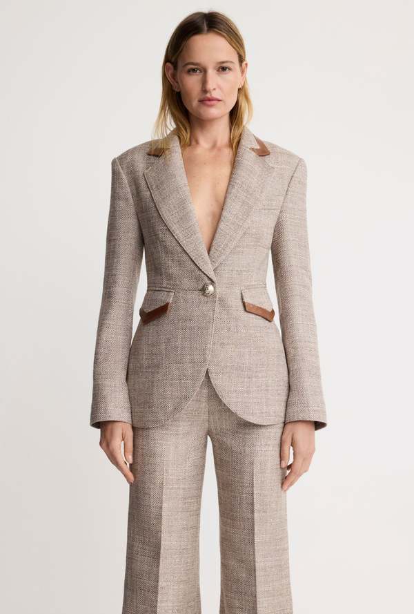 Smythe Taped Seamed Blazer - Taupe Tweed
