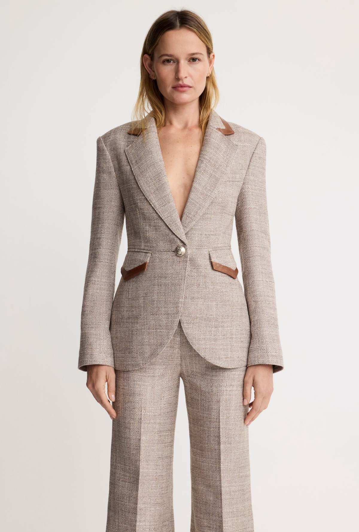 Smythe Taped Seamed Blazer - Taupe Tweed - Image 1 of 3