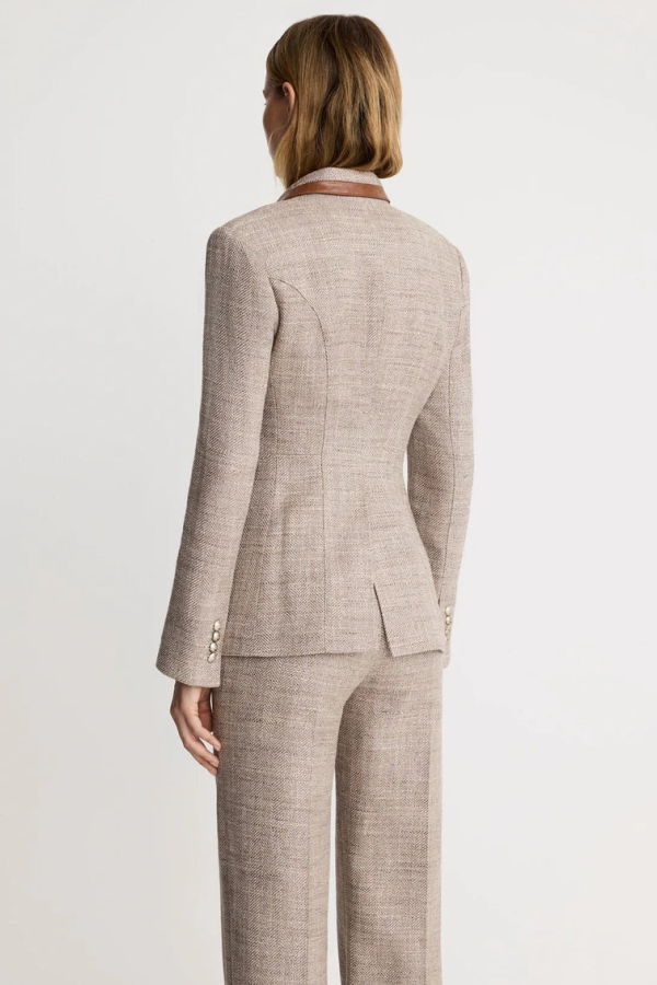 Smythe Taped Seamed Blazer - Taupe Tweed