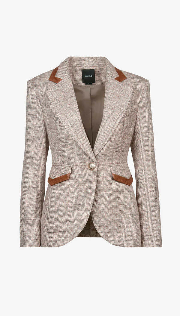 Smythe Taped Seamed Blazer - Taupe Tweed